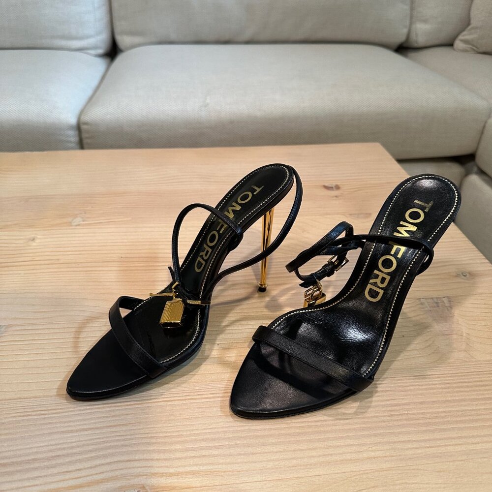 Tom Ford Lock Heel Sandals - Black (Women's Size EU 39) - Picture 2 of 16